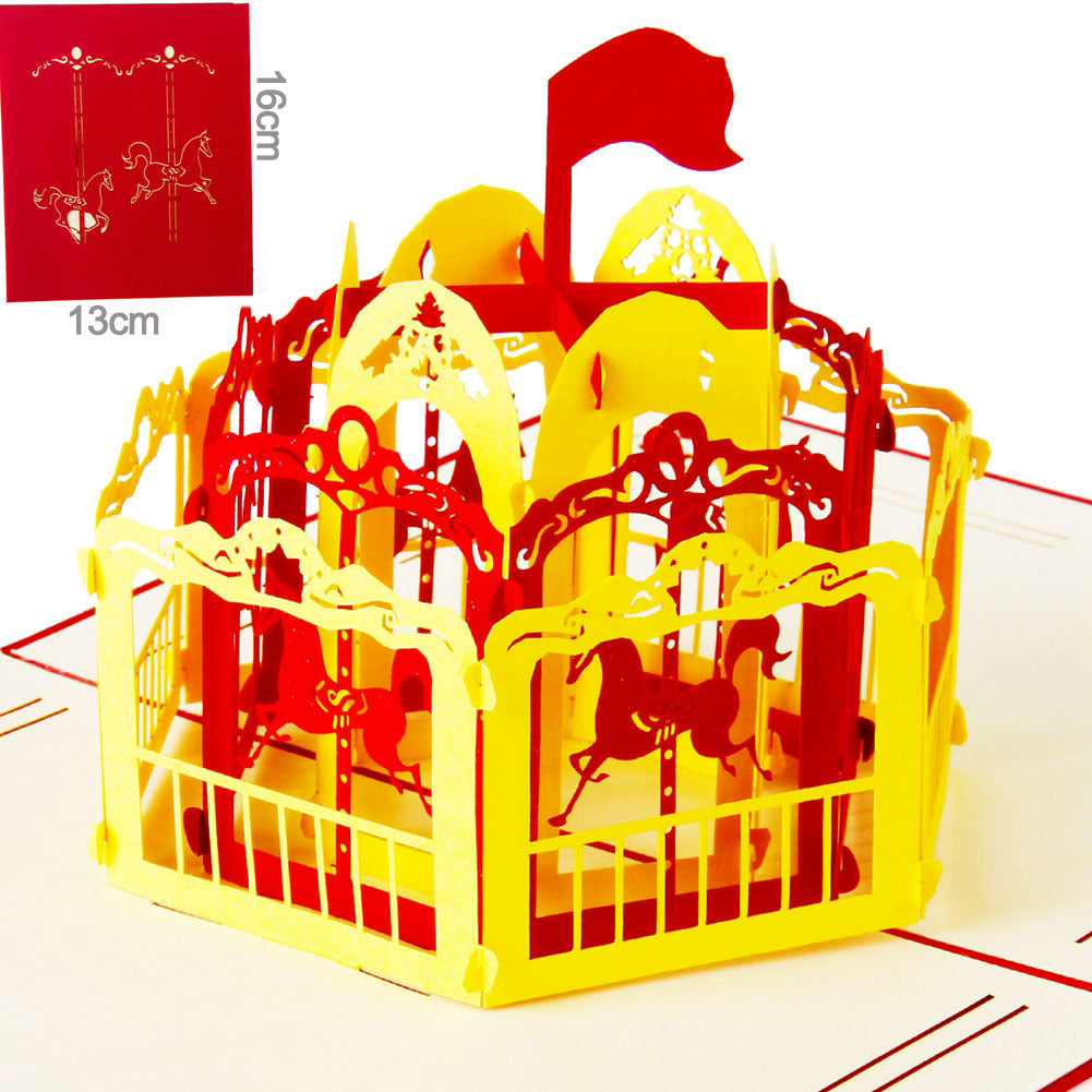 Yellow and Red carousel Pop up card