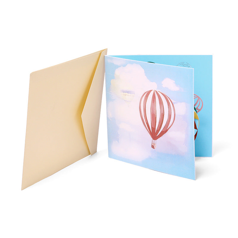 Colorful hot air balloon Pop up card cover and envelope 