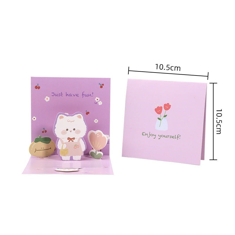 Cutesy Animal Cheer cards dimensions : purple