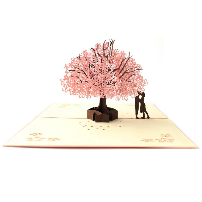 Romantic Cherry Tree Pop up card another side view