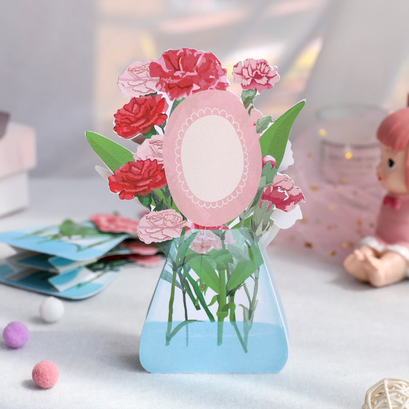 Pink Carnation Pop out card back