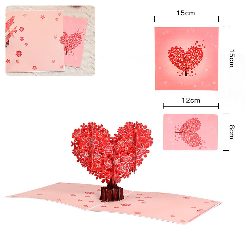 Heart Cherry tree Pop up card dimensions