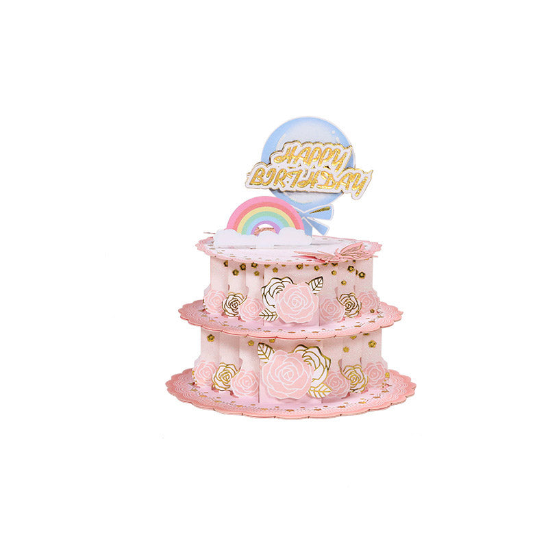 Themed Birthday Cake Pop out card pink