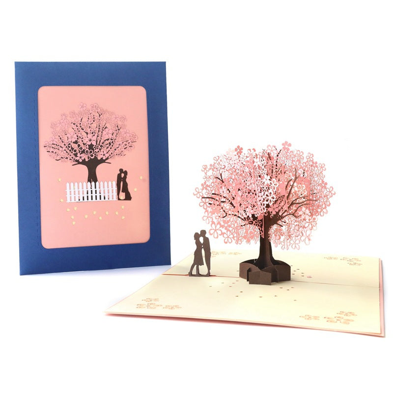 Romantic Cherry Tree Pop up card front and cover