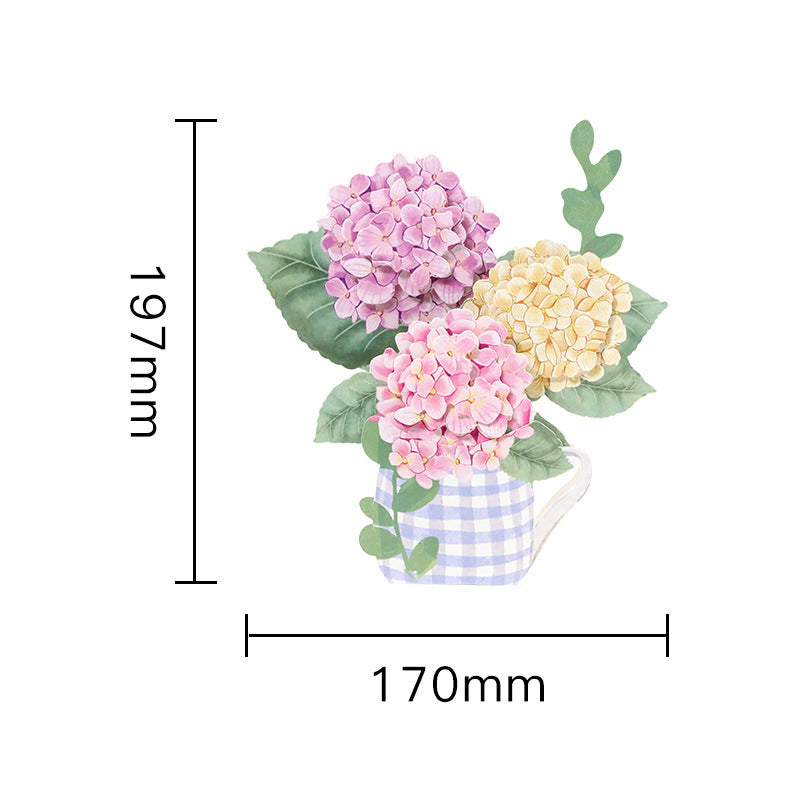 Hydrangea and Tulip Flower Pop out card dimensions hydrangea