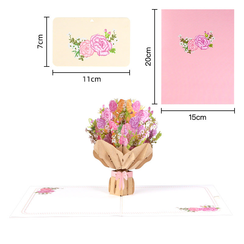 Lovely Carnation bouquet Pop up card dimentions