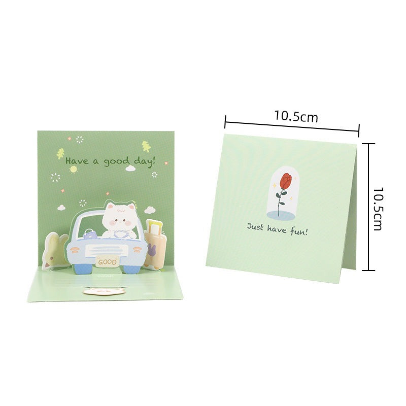 Cutesy Animal Cheer cards dimensions : green