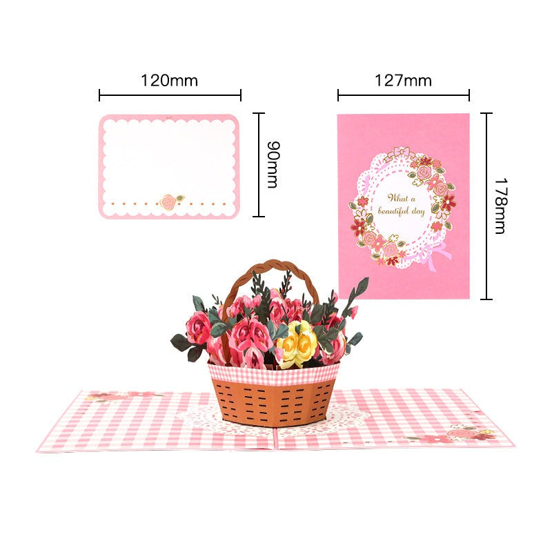 Basket of Roses Pop up card