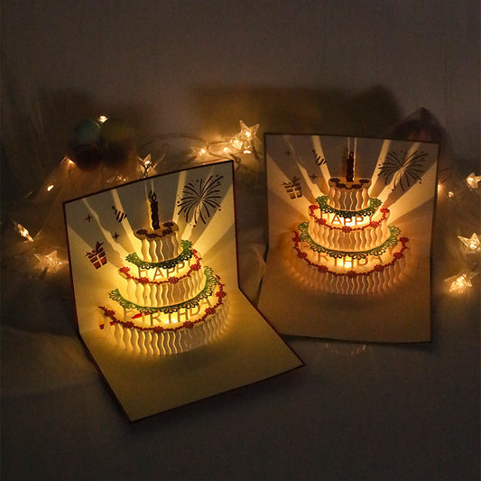 Light up Birthday Cake with Music Pop up card look