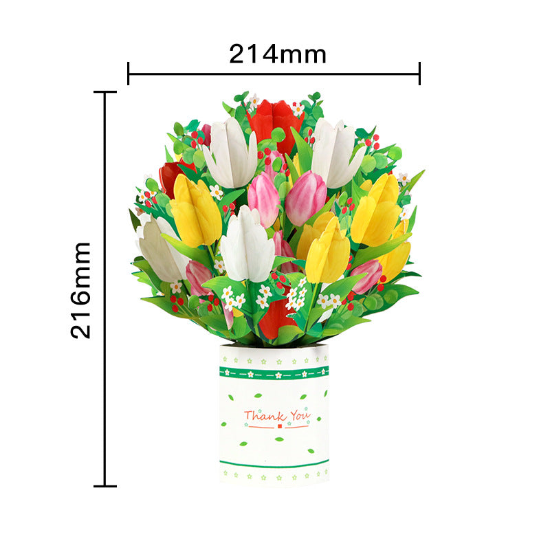 Thank you Pot flowers Pop out card tulip dimensions