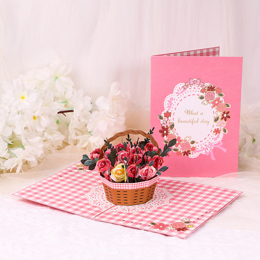 Basket of Roses Pop up card