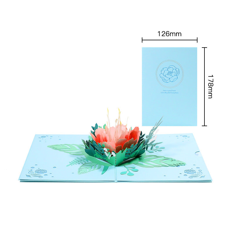 Peony Flower Pop up card