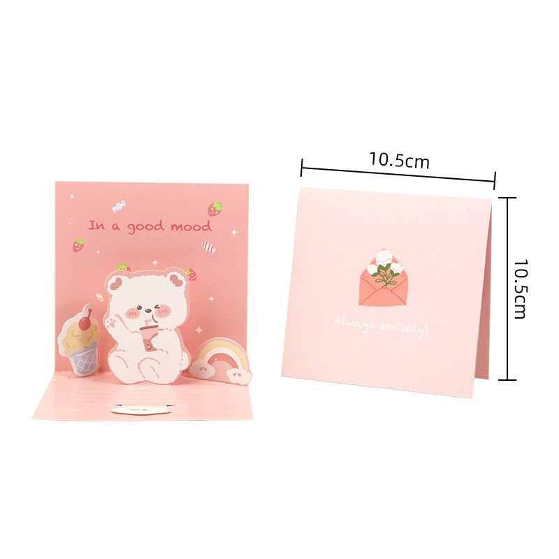 Cutesy Animal Cheer cards dimensions : pink