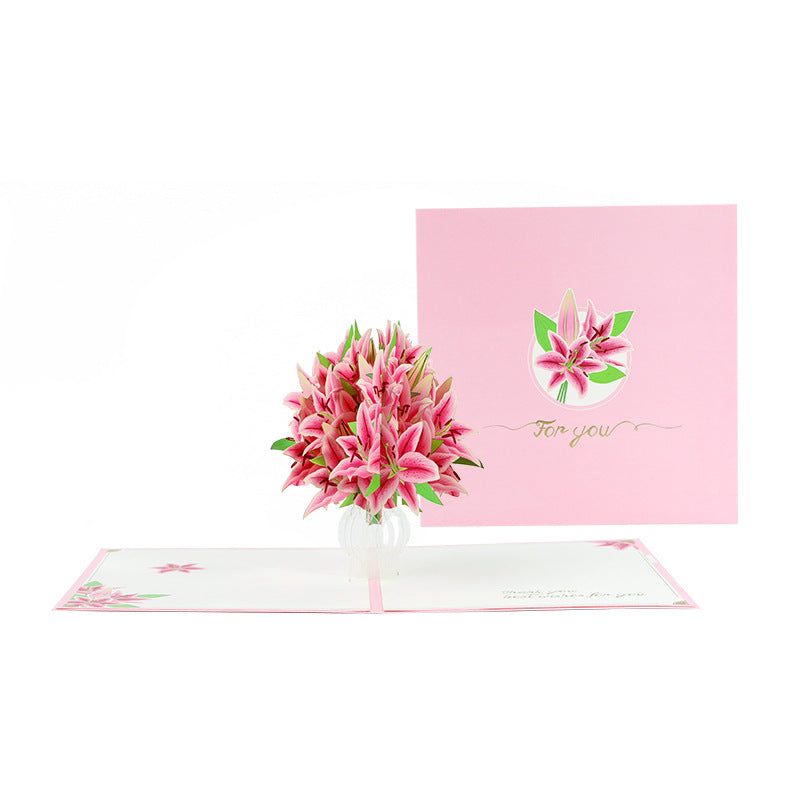 Rose Lilly Pop up card front and cover