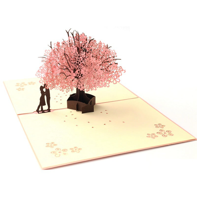 Romantic Cherry Tree Pop up card side view