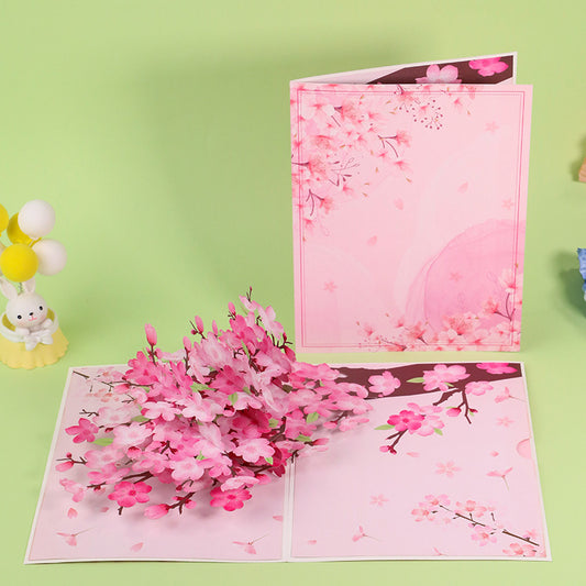 Inside and cover of peach blossom tree card