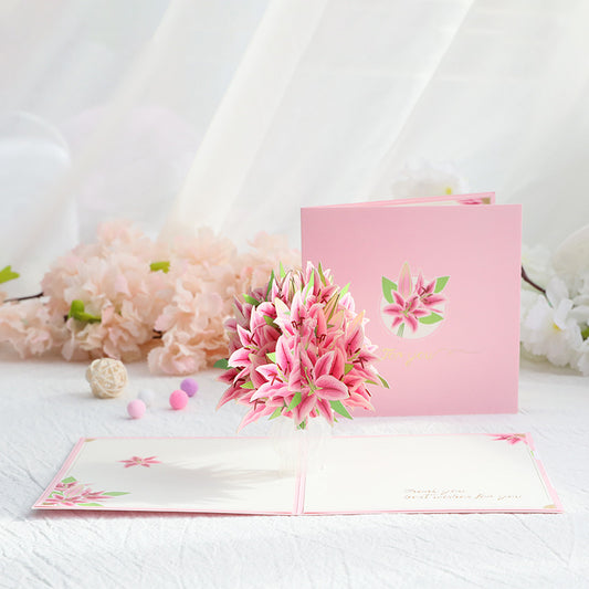 Rose Lilly Pop up card front and cover