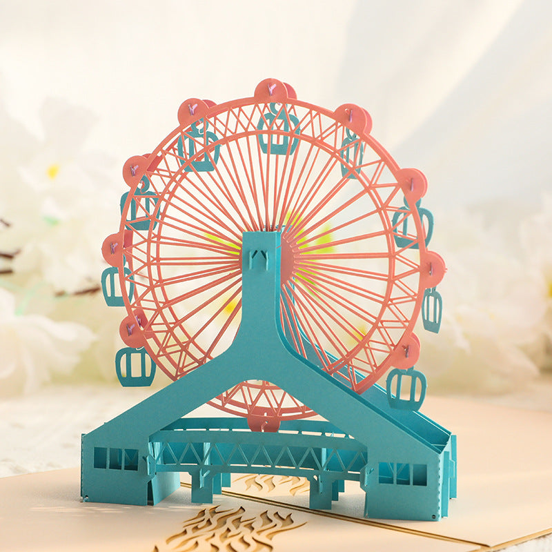 Tri colored ferris wheel Pop up card zoom in