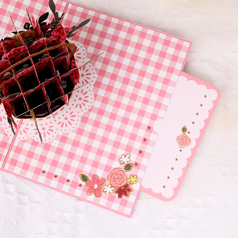 Basket of Roses Pop up card