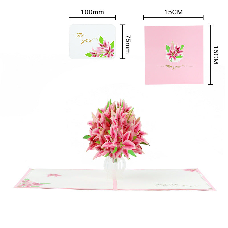 Rose Lilly Pop up card dimensions