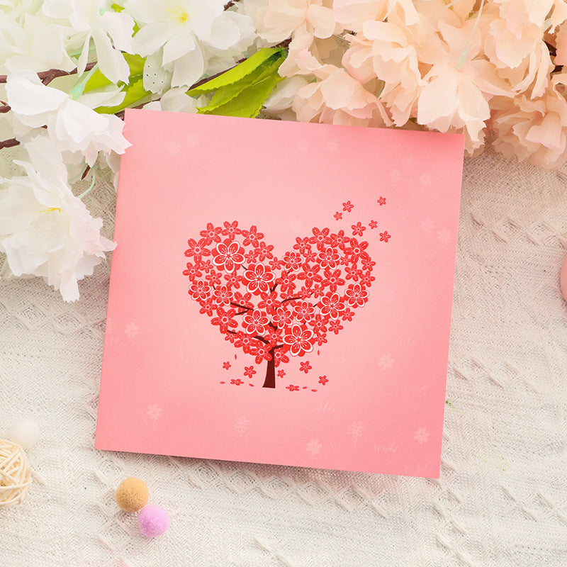 Heart Cherry tree Pop up card cover view