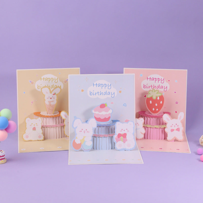 Cutesy Animal Birthday Pop up card inside view 2