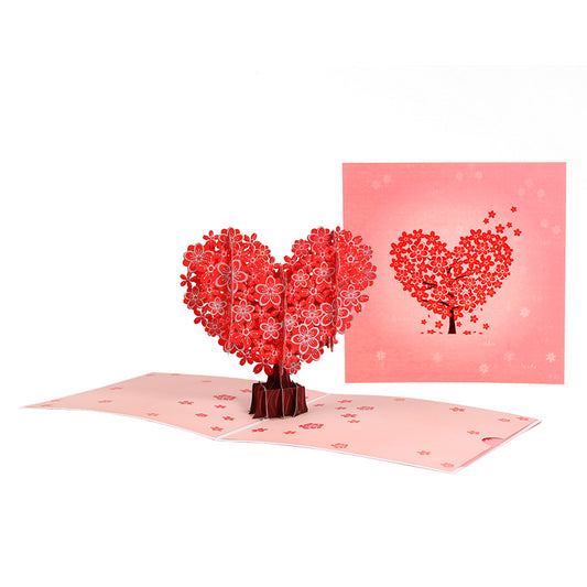 Heart Cherry tree Pop up card front and cover view