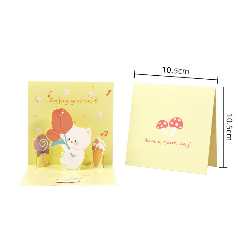 Cutesy Animal Cheer cards dimensions : yellow