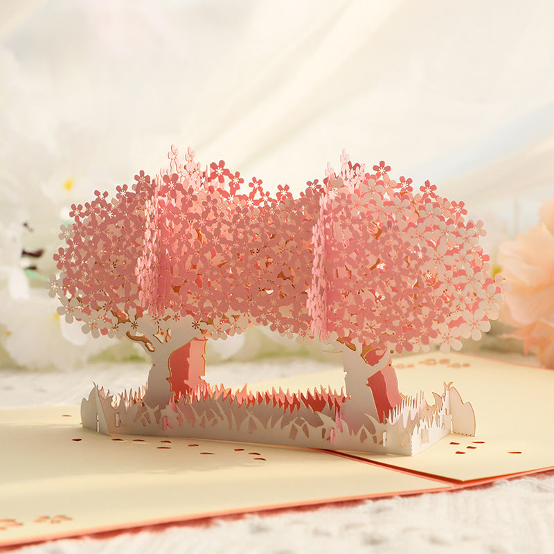 Cherry Blossom trees Pop up card zoom in view