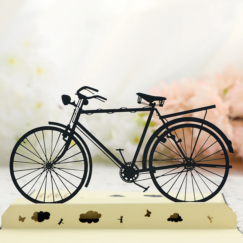 Retro hollow bicycle Pop up card zoom in