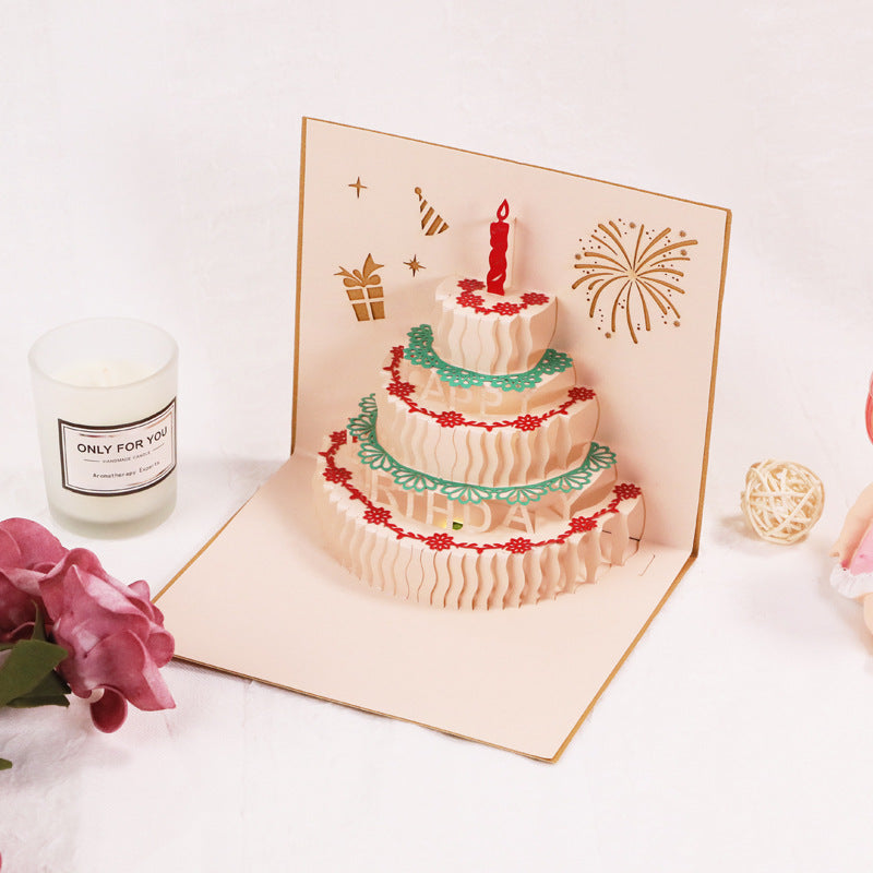 Light up Birthday Cake with Music Pop up card no lights view