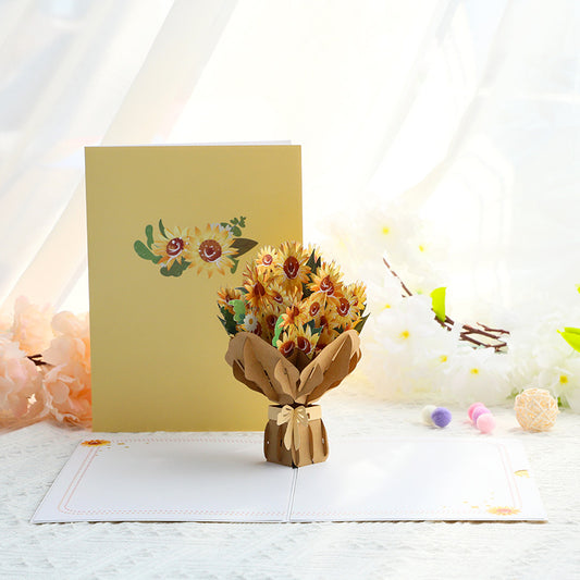 Lovely Sunflower bouquet Pop up card front and cover